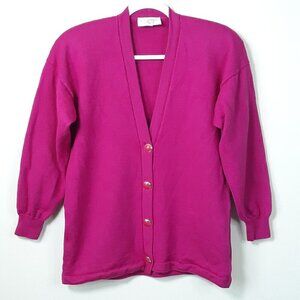 St. John Sportswear Heavyweight Pink V-Neck Cardigan M Quiet Luxury Monochrome